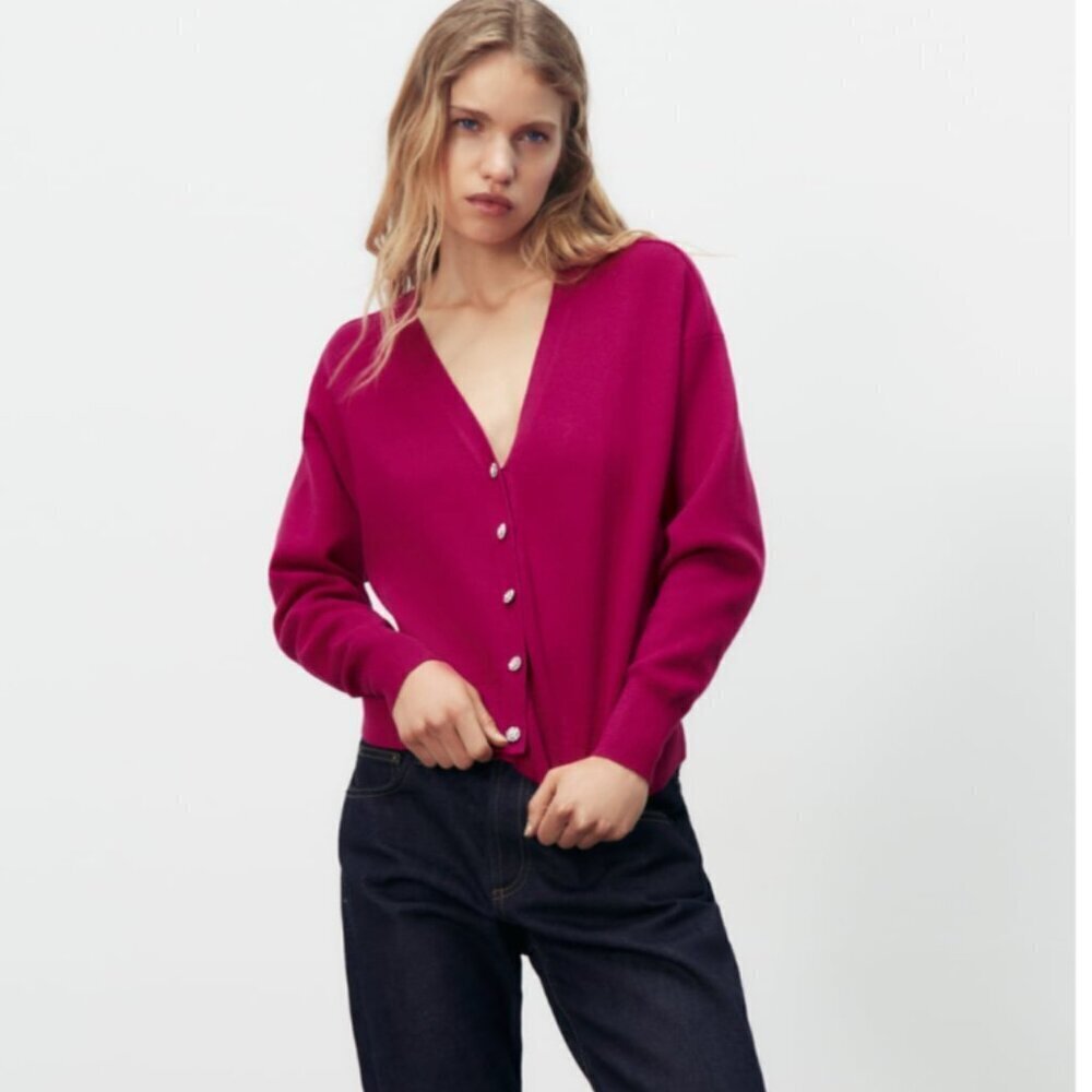 ZARA JEWEL BUTTON KNIT CARDIGAN (Size L , XL) NEW WITH TAG!